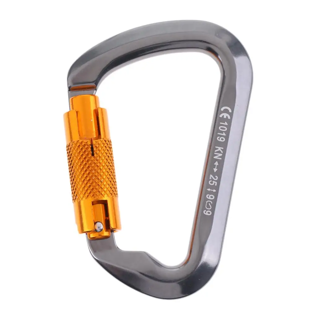 25KN / 6720 LB Professional Carabiner Auto/Twist/Self Locking D Ring Rock Climbing Karabiner Hook Keychain Outdoor Sport Tool