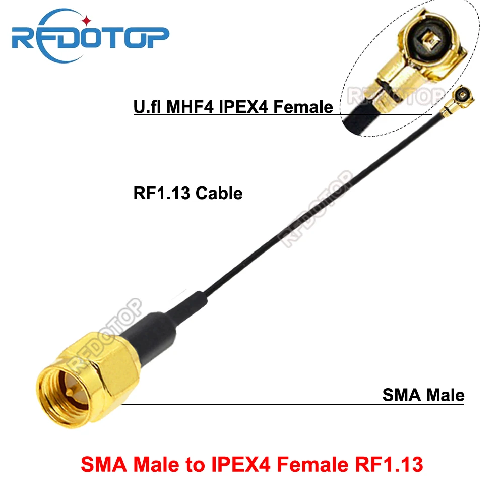 2PCS SMA Male to uFL/MHF4/IPEX4-Compatible Female Conector RF1.13 Cable Extension Pigtail Router WiFi Antenna MHF4-SMA RF Jumper