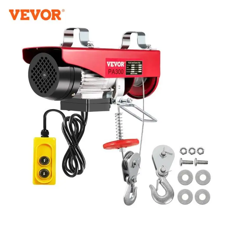 VEVOR 250/300Kg Electric Hoist Lifting Crane Cable Hoist Winch for  Boat Car Garage Elevator with Wired Remote Control Lifter