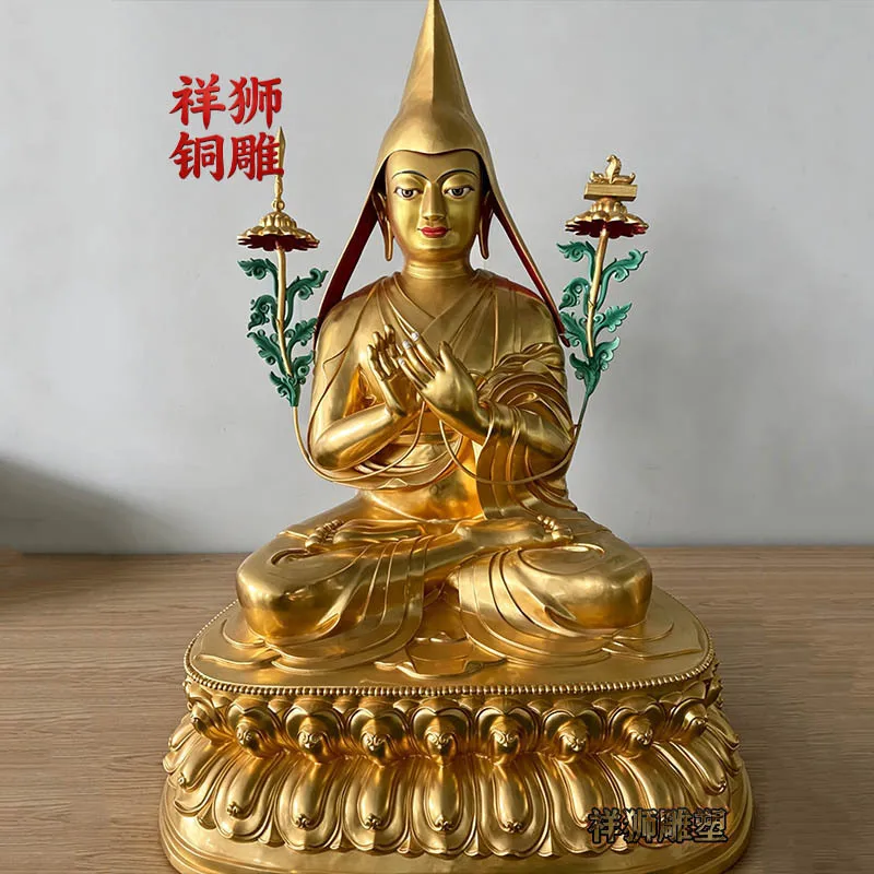 HT Copper gilded Buddhist statues, Tibetan supplies, enshrined statues,  auspicious lion sculptures, customized with pictures