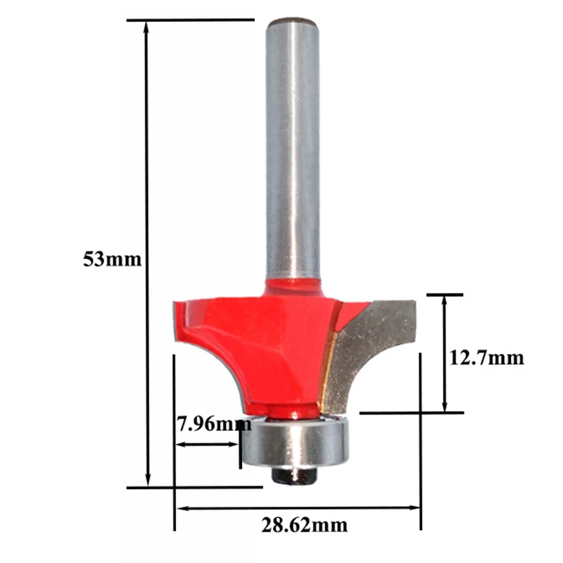 Fraise affleurante pour outil de travail de calcul du bois, coin de tige rond sur mèche de routeur avec livres de roulement, 6mm, 5 pièces