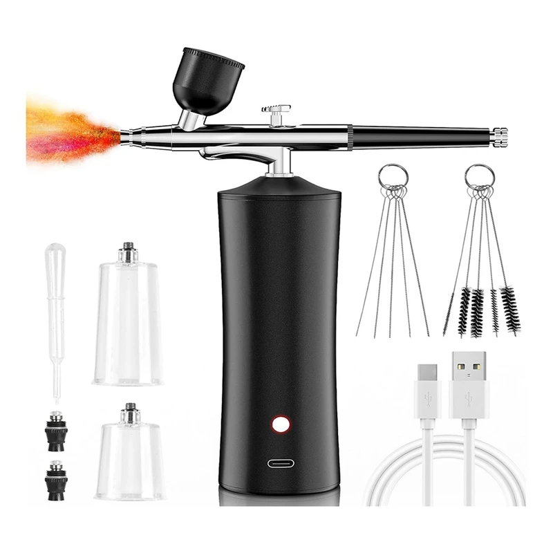 

Airbrush Kit, 30PSI Cordless Rechargeable High-Pressure Non-Clogging Air Brushgun For Nail Art,Painting,Cake Decor