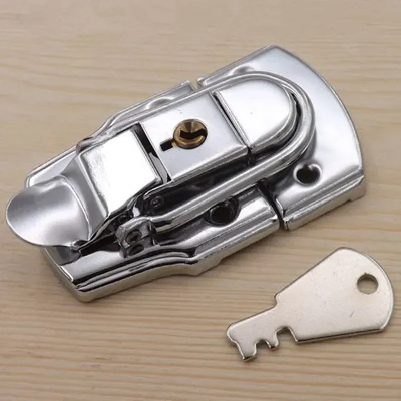 yesHigh Quality Chrome Toggle Latch Lock with Key Metal Hasp Buckle for Tool Box Case Suitcase Tool Hardware