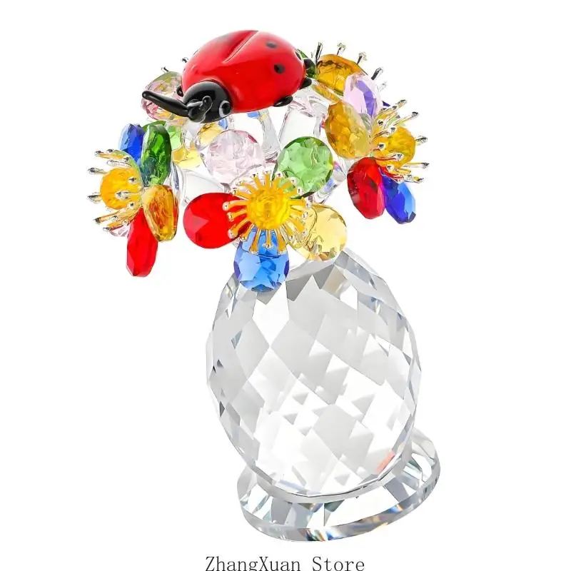 Klare facettierte Kristallblumenfigur für Eingangsregal und Beistelltischdisplay 3XUF – Detail 10