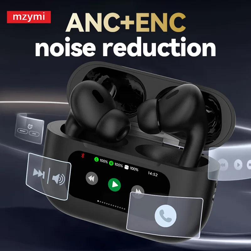 mzymi New Touch Screen Headphone YX30 Wireless Bluetooth Earbuds Active Noise Cancelling Earphone ANC+ENC TWS Headset For XIAOMI