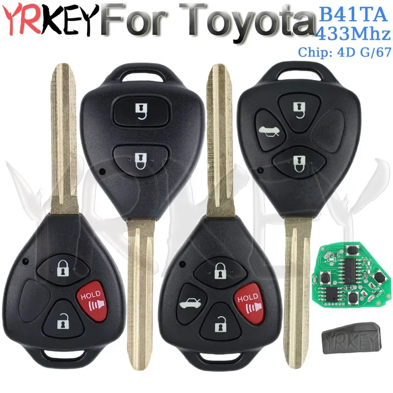 

B41TA Car Smart Key for Toyota Fortuner Yaris Corolla Hilux Innova 4D 67 G Chip 433Mhz 89070-52E61 2/3/4 Buttons Car Key Remote