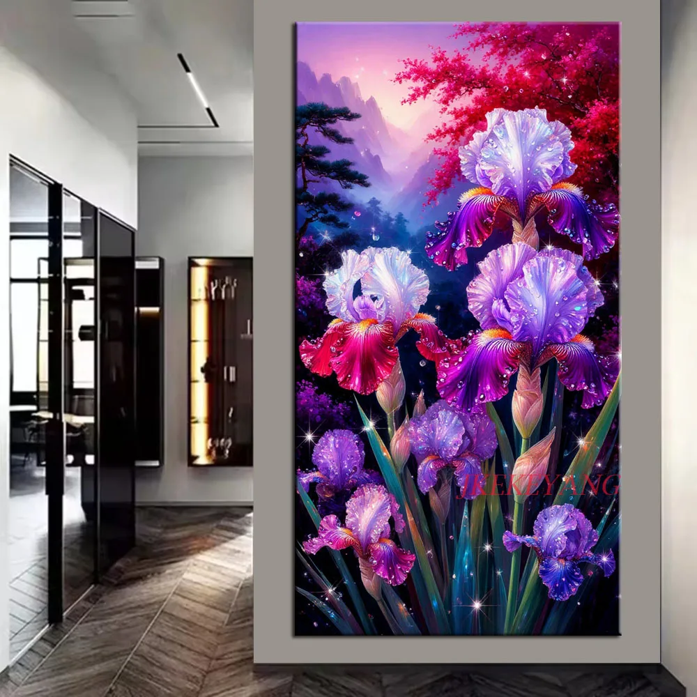 

Красивая картина с фиолетовым ирисом, алмазная вышивка, полная выкладка, алмазная мозаика, новая коллекция, декор для дома