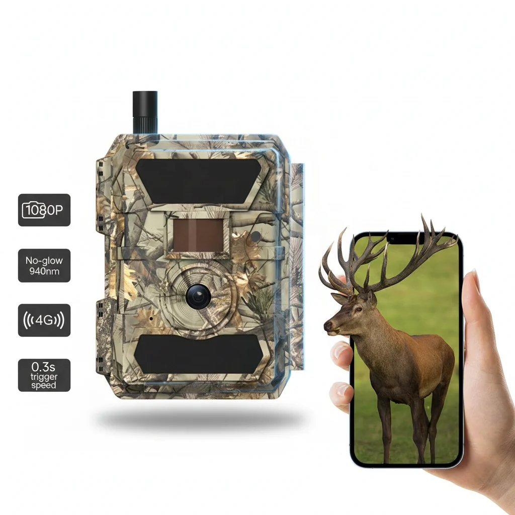 

Outdoor 4G GPS Hunting Trail Camera CMOS 12MP Infrared 1080P FHD IP67 Waterproof Weather Resistant Battery Powered