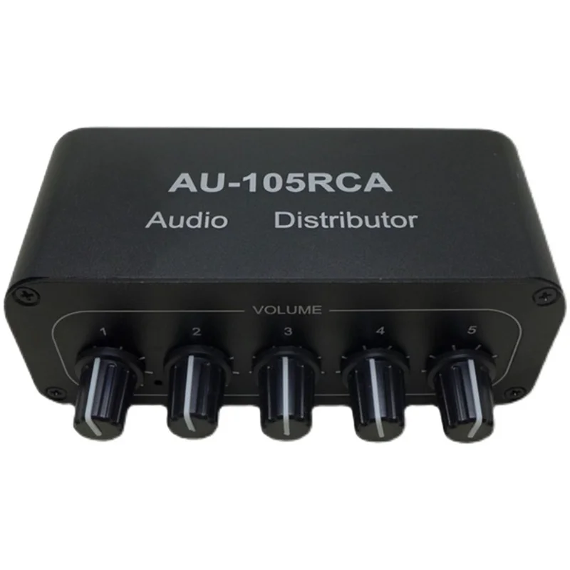 1-IN-5-OUT HiFi Stereo RCA Audio Splitter /Selector Tone Controller Portable Audio Switcher Box Mini Distributor US Plug