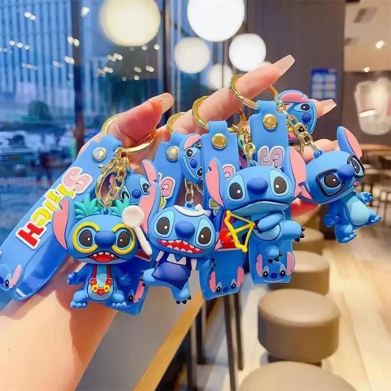 

New Anime Disney Keychain Wholesale Lilo & Stitch Doll Keyring Ornament Kawaii Cute Cartoon Key Chain Car Pendant Kid Toys Gifts