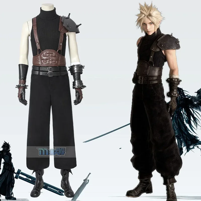 Cloud Strife Cosplay Costume Final Fantasy VII Remake wig shoes Set Halloween Christmas  Adults Deguisement for Carnaval