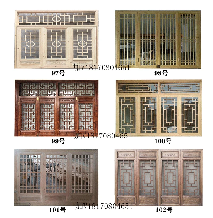 Chinese-style solid wood antique doors and windows lattice window window wooden window hollow partition new Chinese-style wood