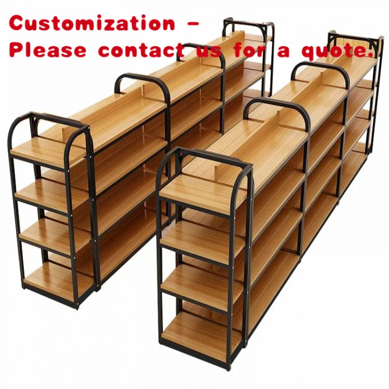 

custom.High Quality Adjustable Metal and Wood Gondola Supermarket Shelving Sale/Stationery Display Rack/Wood Shelf