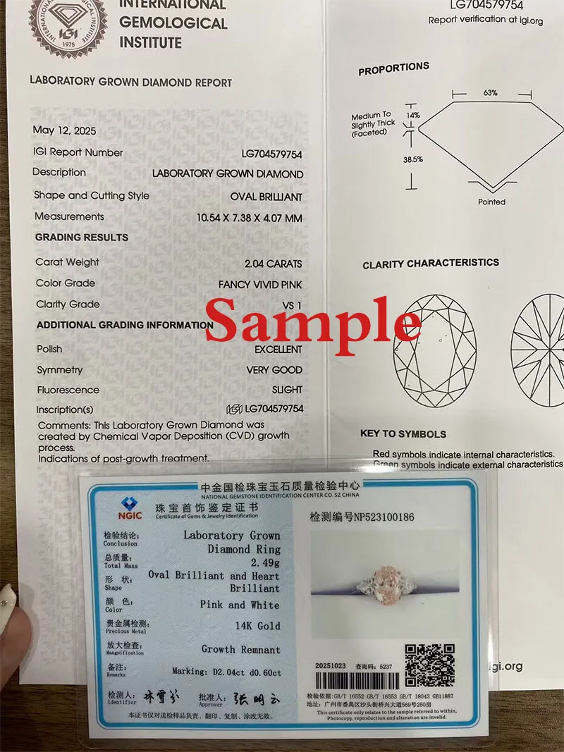 2.0CT يتوهم الوردي القلب قطع CVD HPHT مختبر نمت الماس 14K الذهب IGI شهادة خاتم الخطوبة #6
