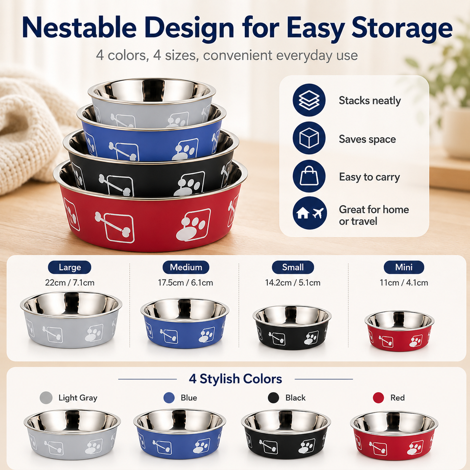  Stainless Steel Pet Bowl Thickened Anti Slip Dog Food Bowl Anti Knock Over Water Basin Pet Feeder for Cats Dogs