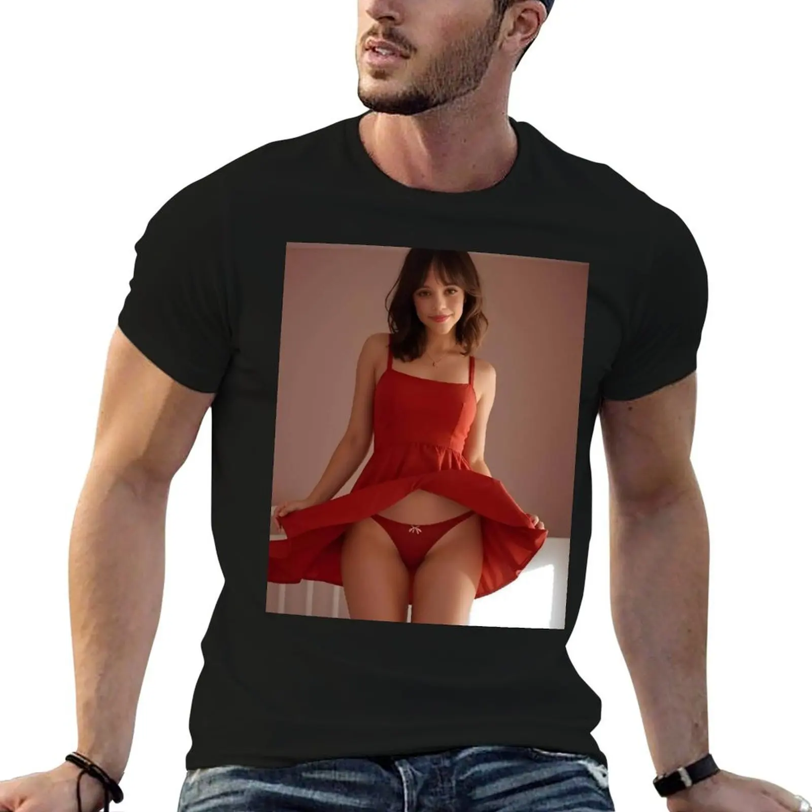 تي شيرت جينا أورتيجا اللطيف للرجال تي شيرت قطن 100% تي شيرت رجالي فاخر