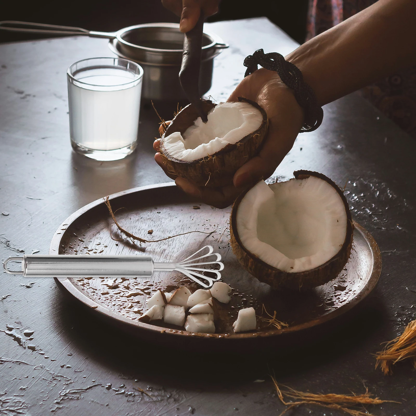 

Coconut Opener Set Coconuts Opening Tool Stainless Steel Portable Reusable Metal Supplies Fruit Puncher Lightweight Compact
