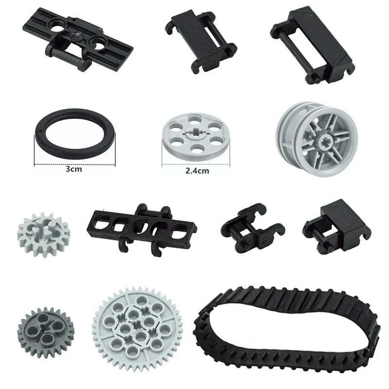 Technical Parts Building Blocks Link Chain Tank Belt Track Wheels Truck Car Gear MOC Bulk Brick Toys 3711 3873 88323 57520 57519