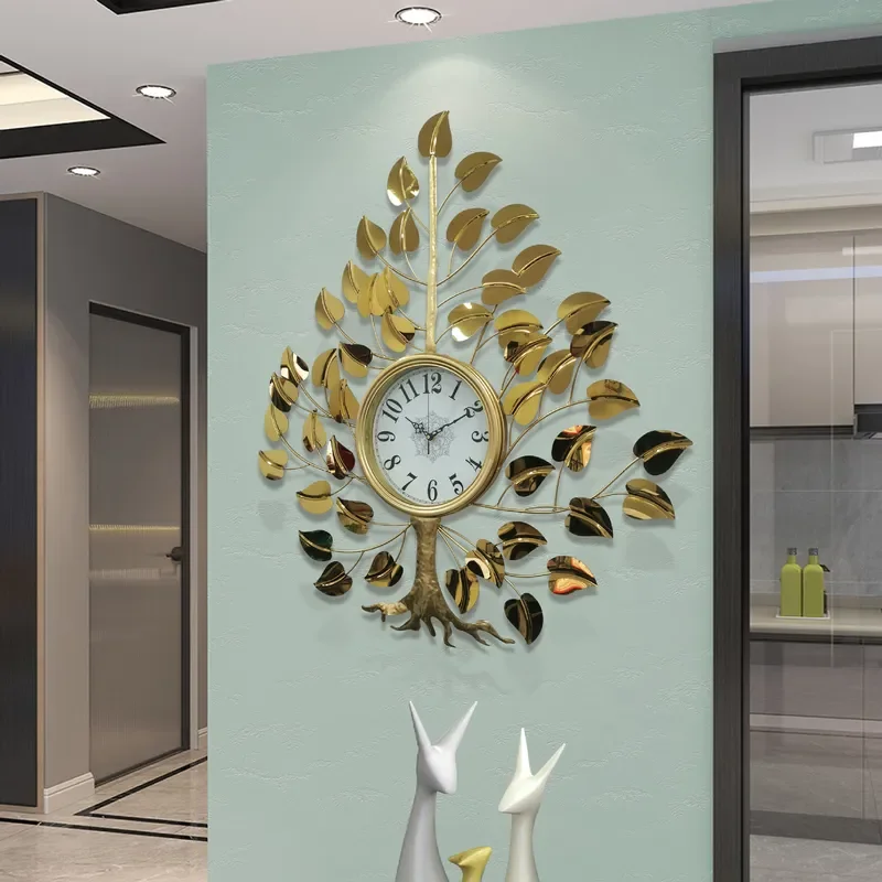 Modern Wrought Iron Wall Hanging Clock Creative Home Decor Pendant Background Wall Art Decoration Unique Design Timepiece