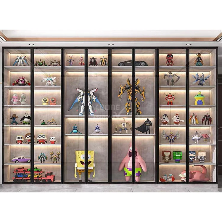 

Premium Glass Display Cabinet with LED Lighting - Modern Showcase for Retail Home