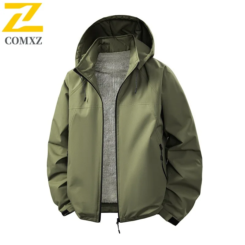 

COMXZ Mens Jacket 2025 Leisure Hooded Outdoor Camping Windproof Coat Daily Comfortable Lightweight Autumn Motorcycle Jackets