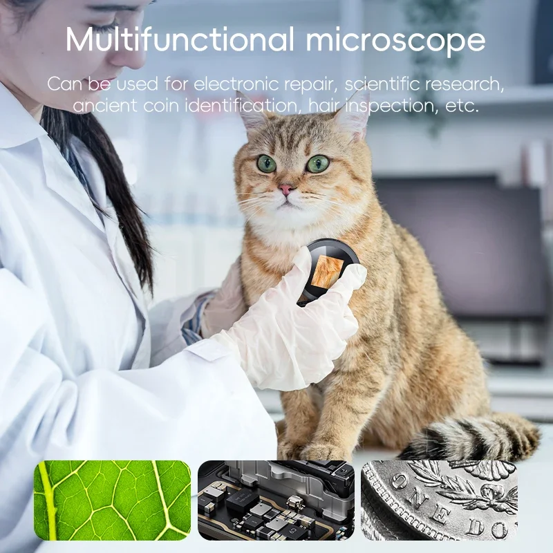 2.0 inch 500X Autofocus Digital Microscope 1080P Video Microscopes Foldable Magnifying Glass with 8 Leds for Coins Windows/Mac