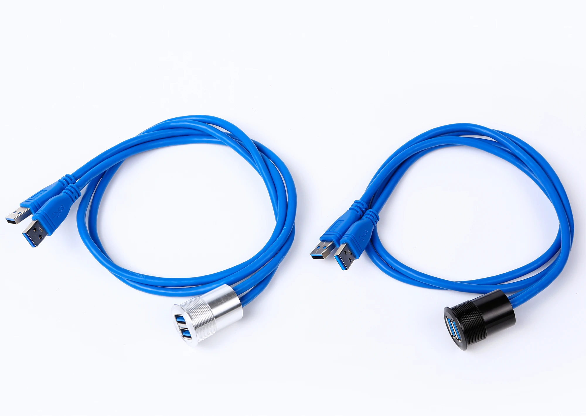 25mm USB connector socket metal panel mounted double USB connector/USB socket  with extend cable(60cm,150cm,200cm)