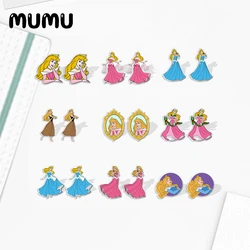 2024 New Sleeping Beauty Stud Earring Princess Aurora Epoxy Jewelry Resin Acrylic Earrings Handmade Gifts Girl