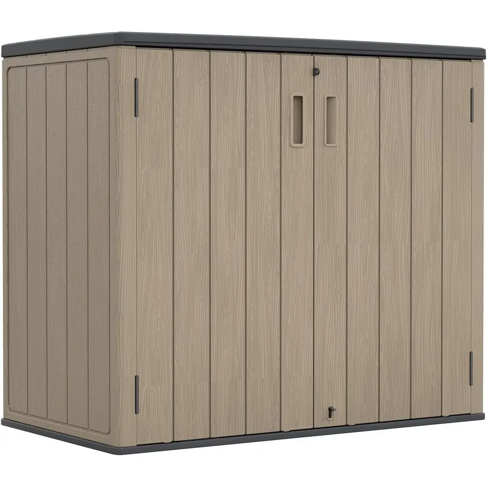 

Durable Outdoor Storage Shed with Floor, Double-Wall Resin Construction, Weatherproof Cabinet for Tools, Garden Equipment, and M