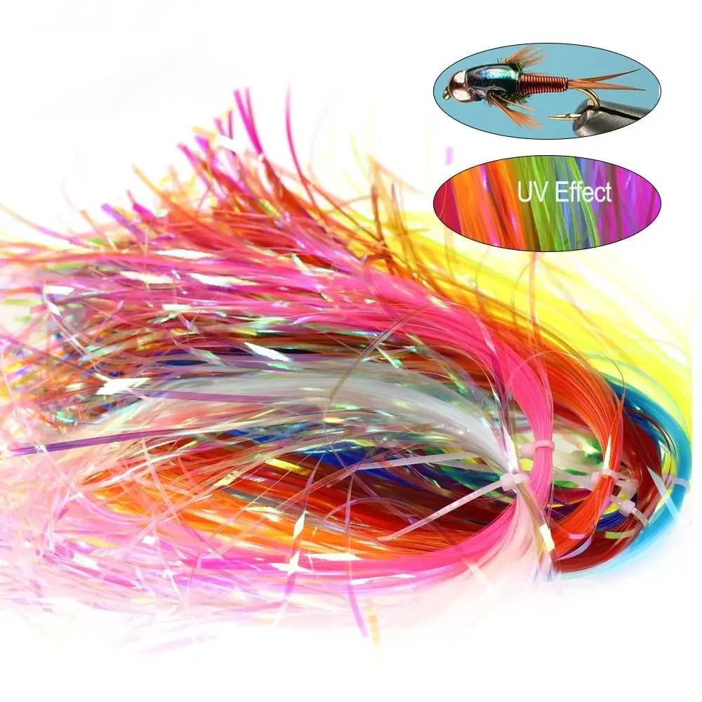 Flash DIY Fishing Lure Shining Fly Fishing Fly Tying Materials Assist Hooks Line Jig Hook Streamer Fly Tying Tinsel