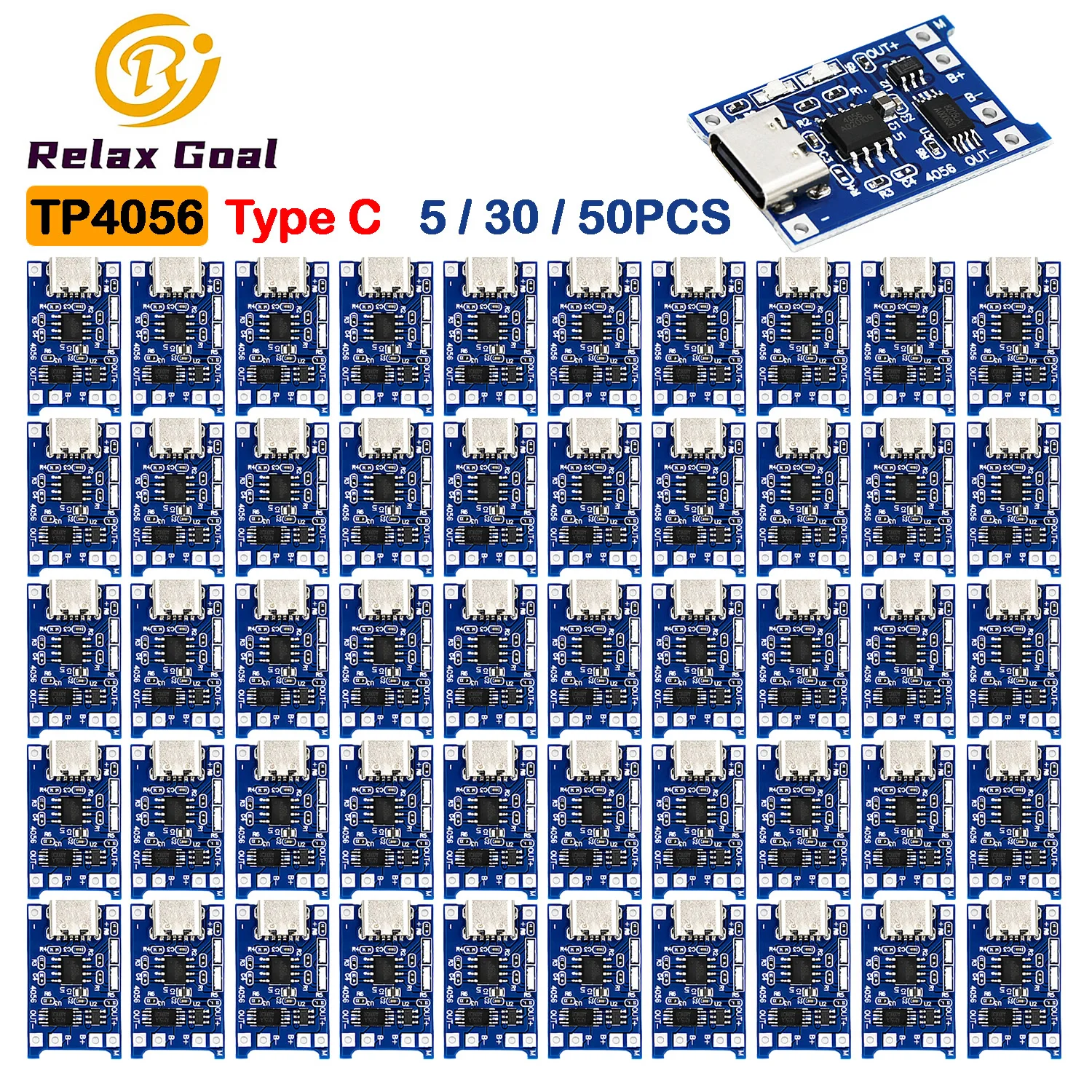 TP4056 5V 1A Type-c USB 18650 Lithium Battery Charger Module Charging Board with Protection Dual Functions 1A Li-ion