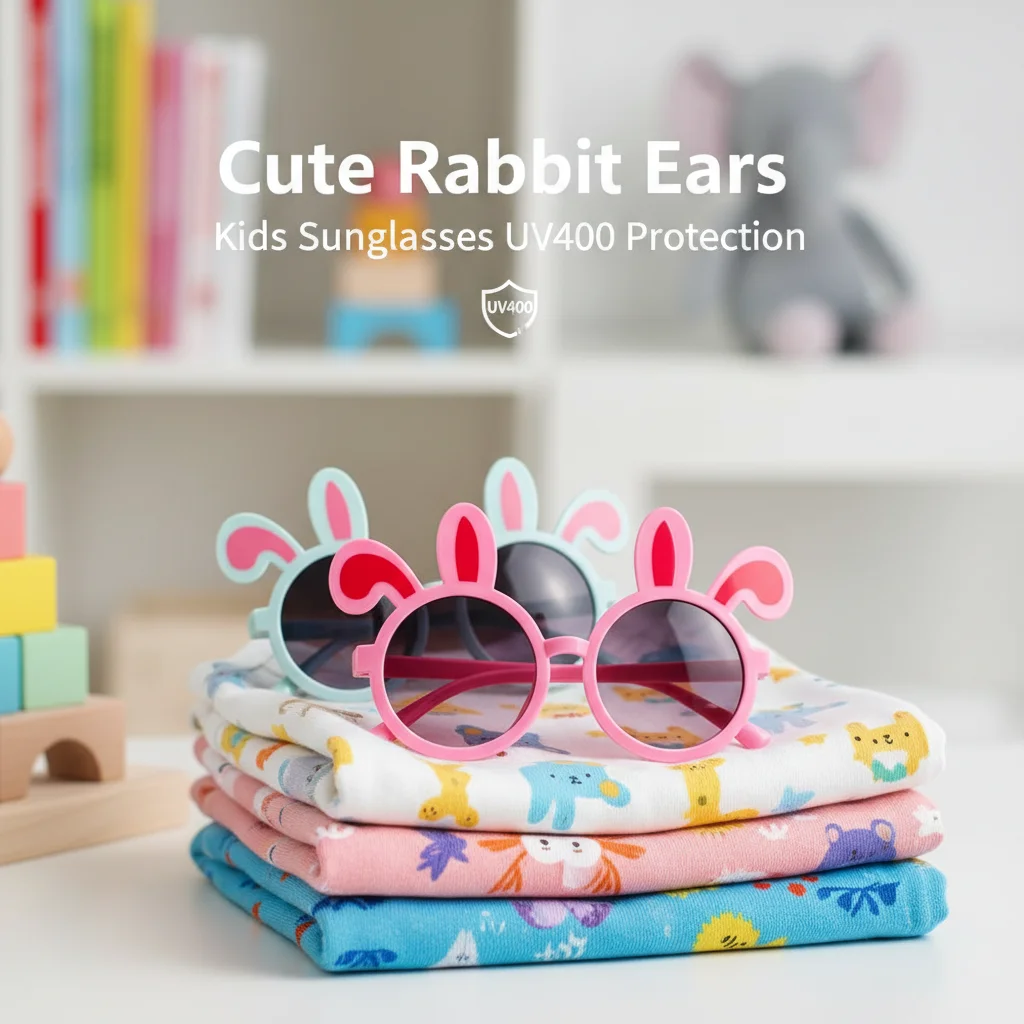 Kawaii Bunny Children Sunglasses Lovely Round Shades Girls ToddlerS Candy Color Glasses Photo Props Party Easter Gift UV400