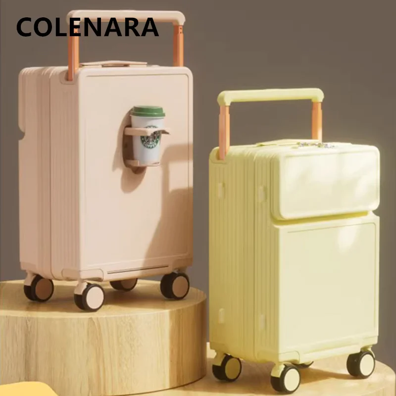 COLENARA Laptop Suitcase Front Opening Boarding Case USB Charging Multifunctional Trolley Case 20
