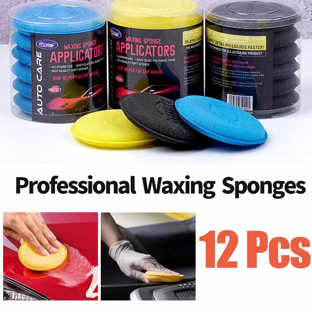 6Pcs Car Round Waxing Sponges Polish Pads 4 Inch High Density Foam Paint Curing Polishing Durable Applicator Car Clean Detailing