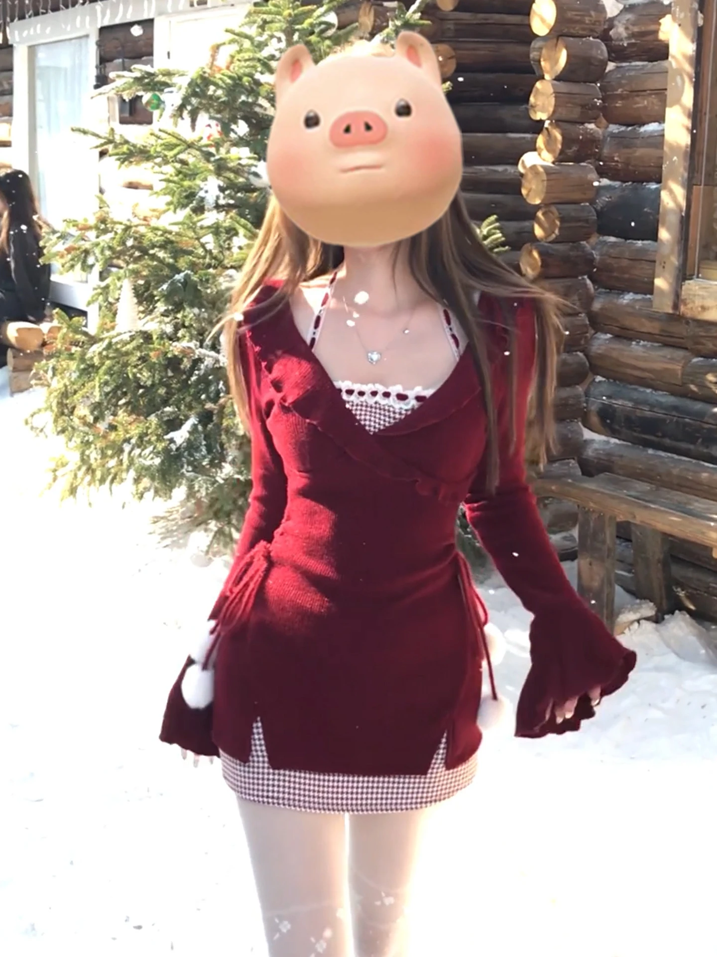 ชุดเดรสสั้นสไตล์ฝรั่งเศส ดีไซน์หรูหรา แบบ 2 ชิ้นในตัวเดียว ลายสก็อตสีแดง คอ halter ทรงเข้ารูป เซ็กซี่ สำหรับสาวๆ ใส่ได้ในฤดูใบไม้ร่วงและฤดูหนาว