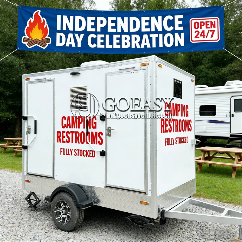 

Sophisticated Customizable Outdoor Toilet Trailer with Modern Restroom Amenities
