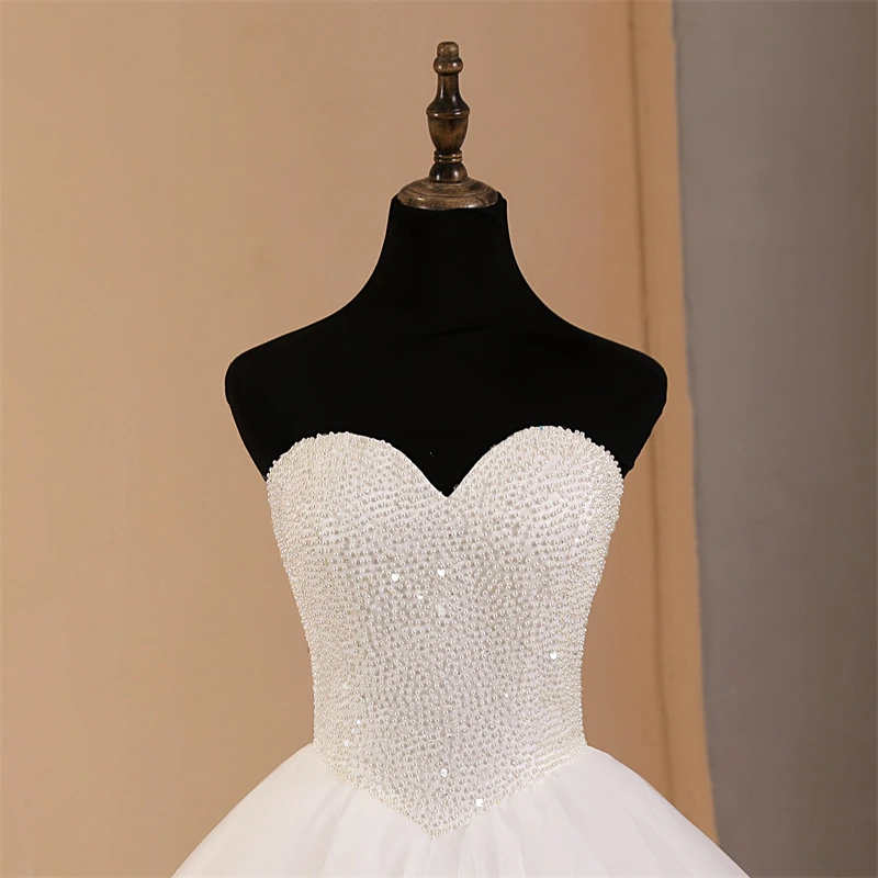 Abiti da sposa senza spalline Abito da sposa semplice Abito da ballo di perle di lusso Colore e dimensioni personalizzati per abito da festa per ragazze 2025