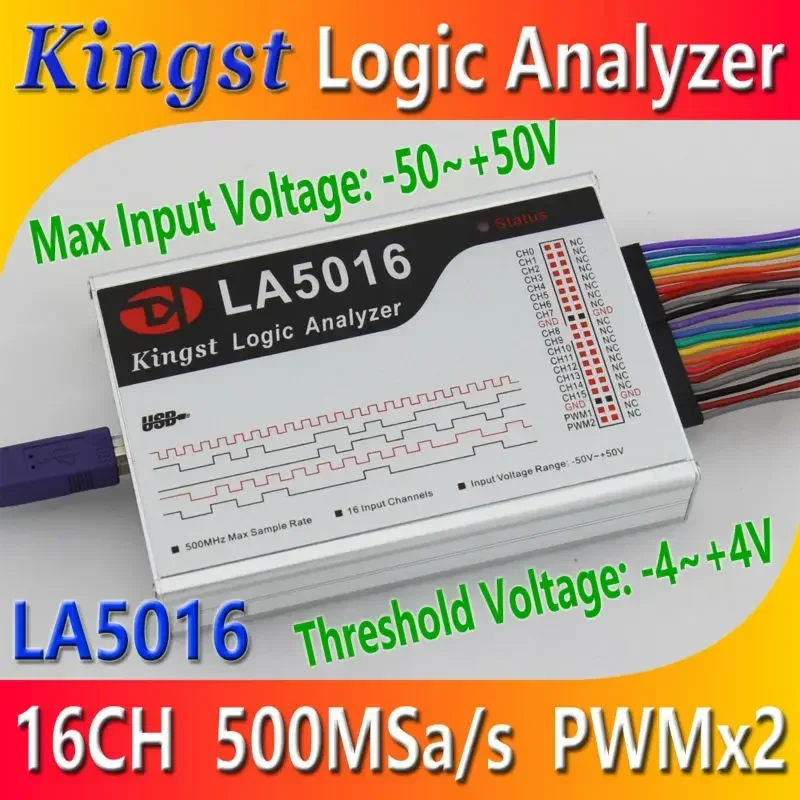 Kingst LA5016 USB Logic Analyzer 500M max sample rate,16Channels,10B Samples, MCU,ARM,FPGA debug tool