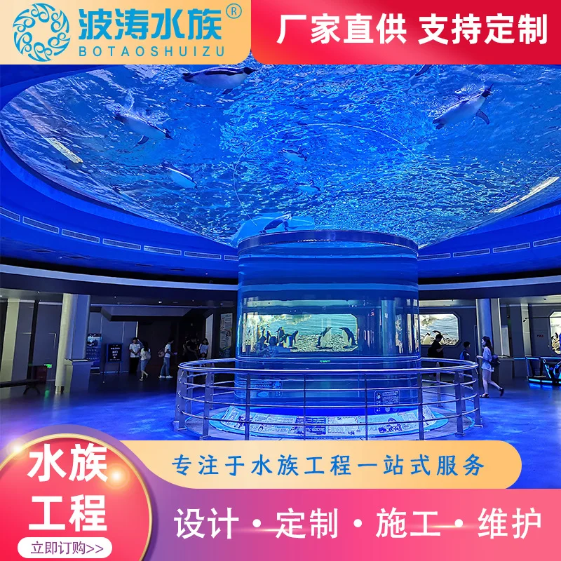 Custom. Acrylic Fish Factory Design and Construction Aquarium Exhibition Display Embedded Large Acrylic Ecological Fish Tan