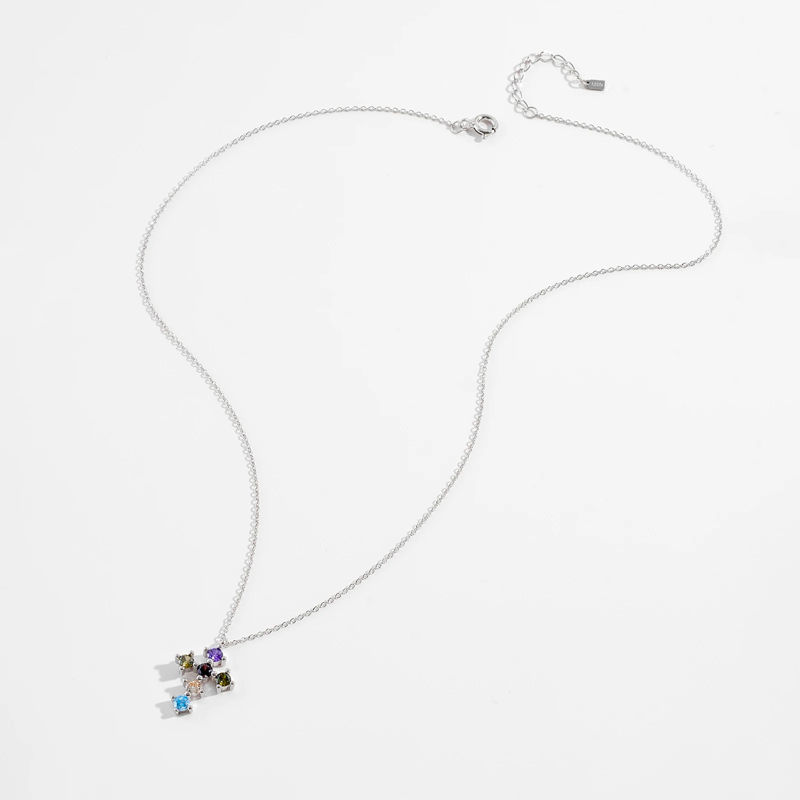 ANDYWEN 925 Sterling Silver Rainbow Colorful Zircon Cross Pendent Necklace Long Chain 2025 Women Luxury Jewelry Crystal Fine - view 5