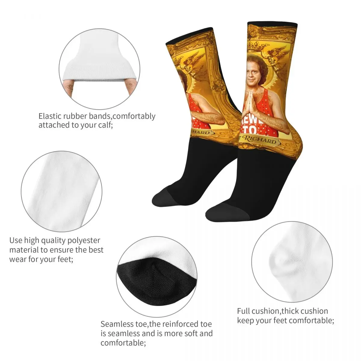 Saint Richard Simmons Retro Fitness Accessories Crew Socks Flexible Humor Graphic Long Socks Soft for Womens Gifts