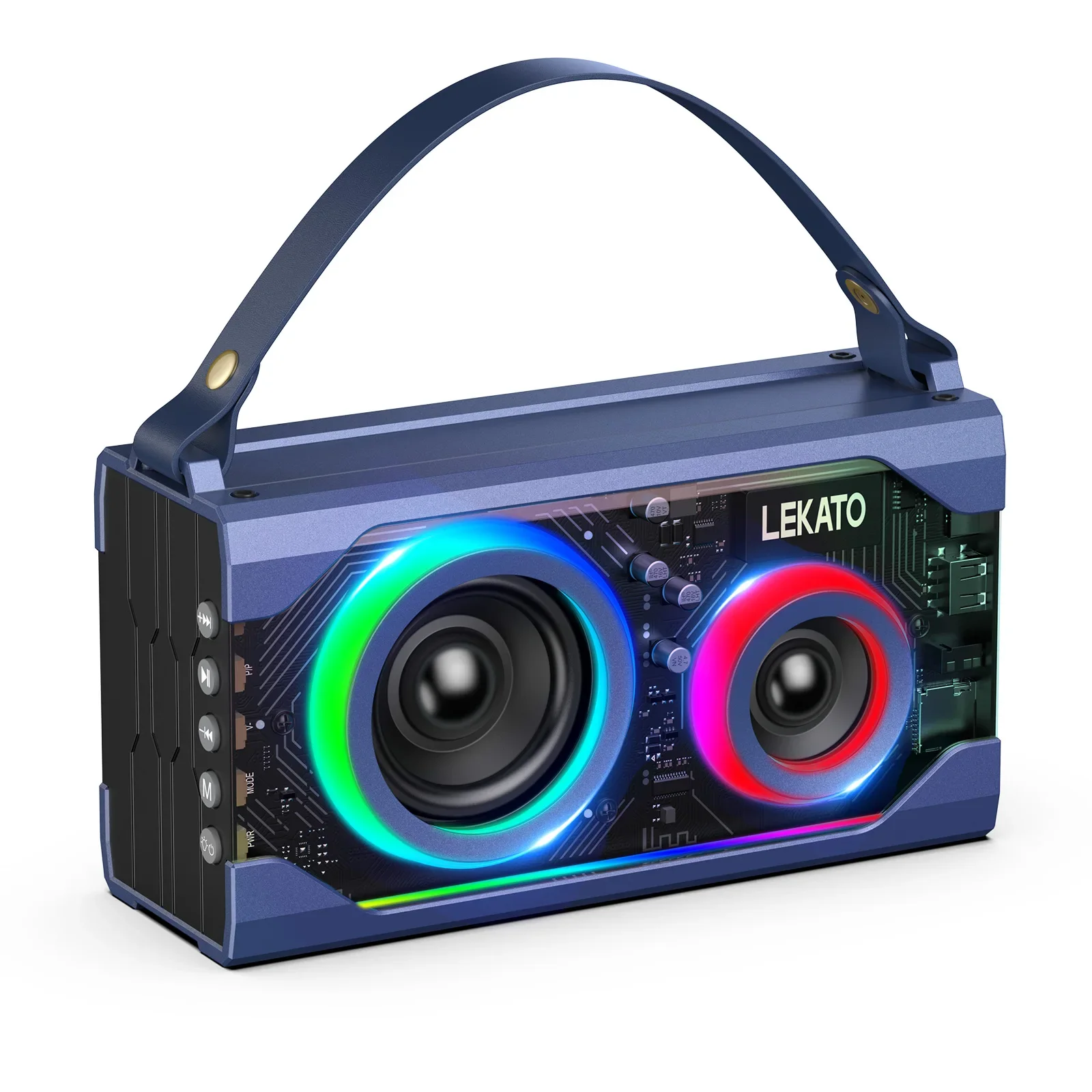 Lekato Новый 12H+ Время воспроизведения Громкий смешанный RGB-подсветка Bluetooth-динамик Прозрачные беспроводные колонки с богатыми басами 25 Вт HD Стереозвук