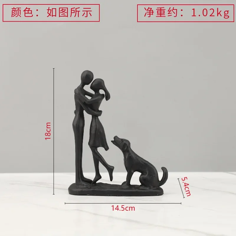 Abstract Cast Iron Couple Statue Kissing Lover Sculpture Modern Metal Art Statue Wedding Anniversary Home Desktop Decoration
