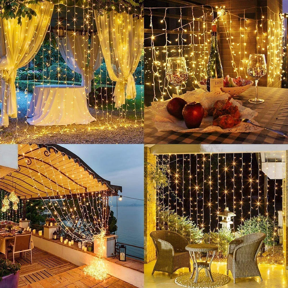 LED Icicle Curtain String Fairy Lights Garland For Birthday New Year Christmas Wedding Home Room Patio Party Decoration Lamps