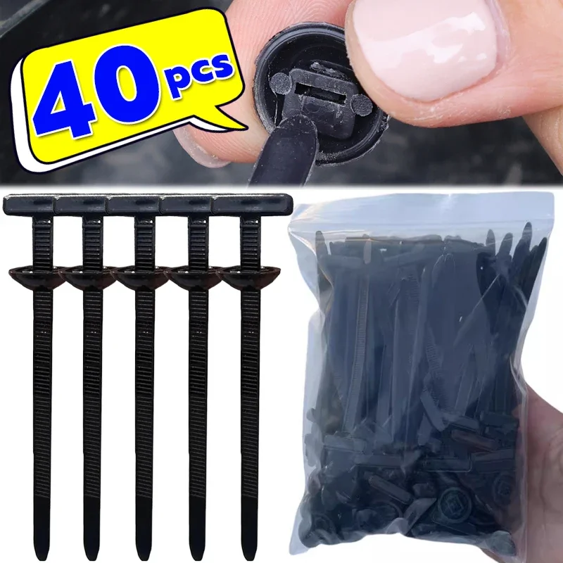 5-200pcs Nylon Cable Tie Buckles Car Fender Trunk Engine Guard Panel Wires Management Secure Universal Auto Fastener Screw Clips