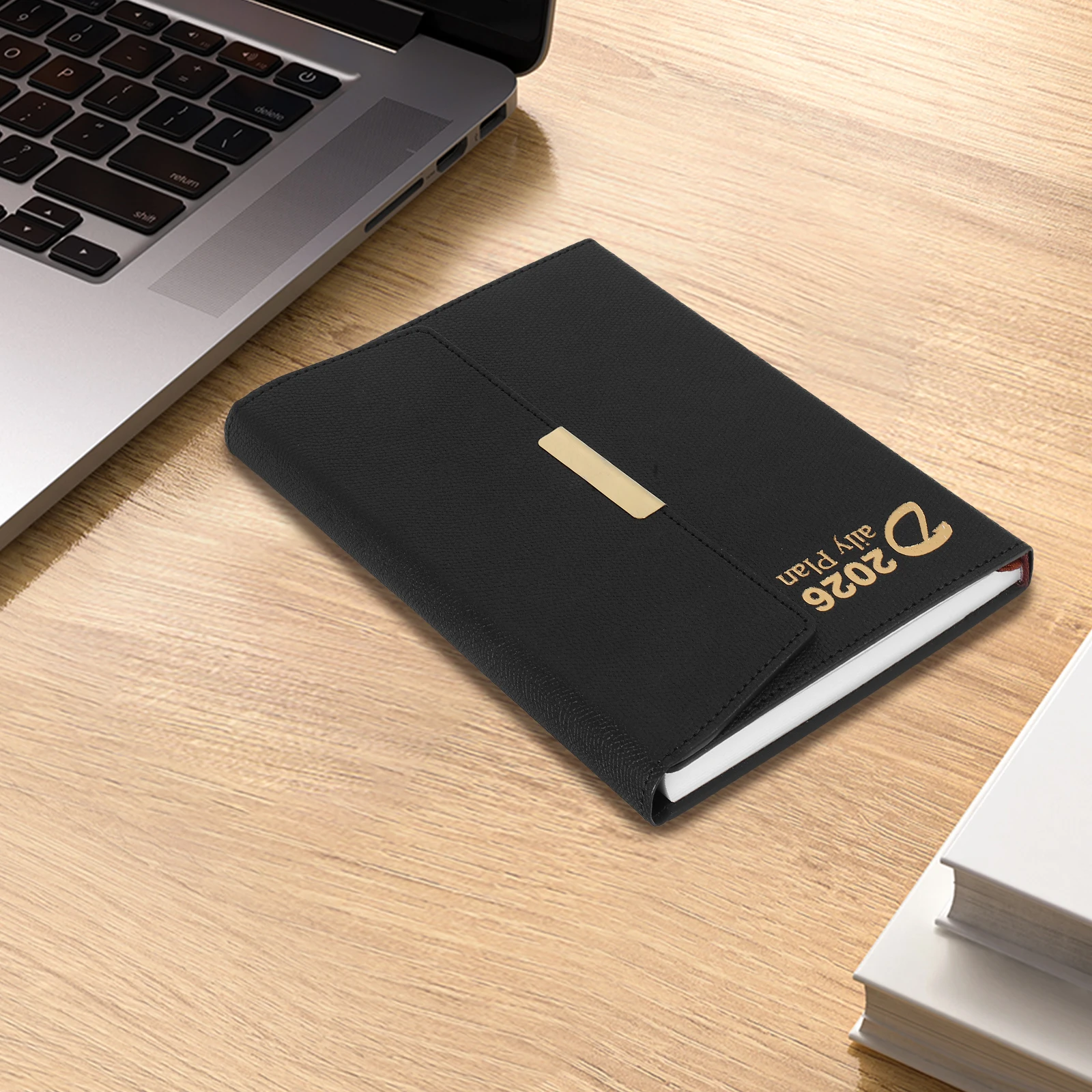 مخطط يومي مقاس A5 لعام 2026، تصميم مدمج من الورق السميك والأنيق الحديث، علامات تبويب يومية، مؤشر شهري، مكتب أعمال أكاديمي