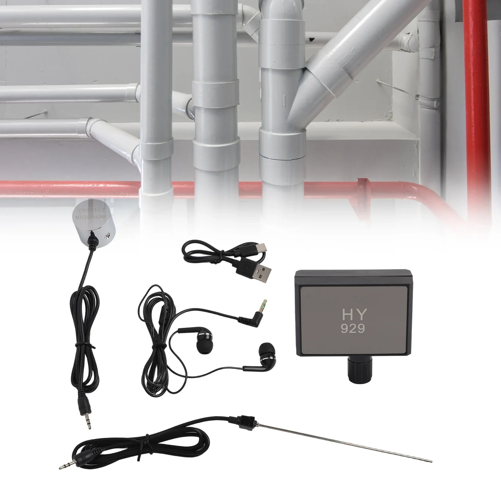 Portable Water Leak Detector High Sound Amplification ABS Pipe Leakage Finder For Home Commercial Maintenance Tool