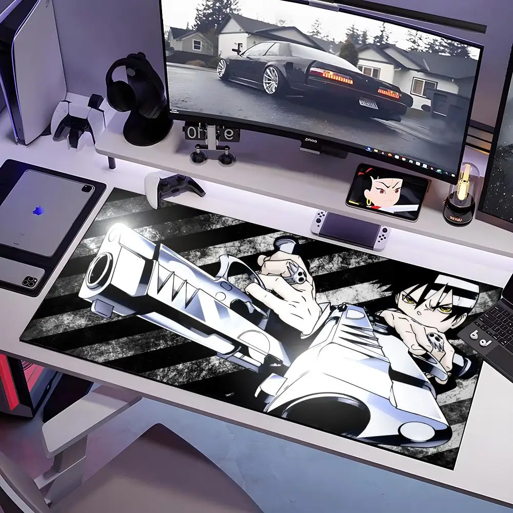 S-Soul Eater لوحة ماوس أنيمي كبيرة مضادة للانزلاق المطاط الألعاب ماوس الوسادة دائم مكتب الوسادة سميكة التماس حافة مناسبة للمكتب والغام