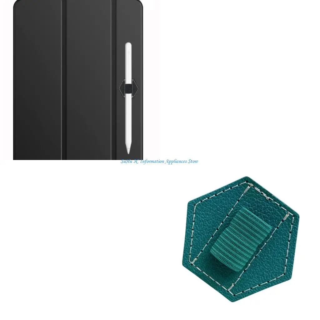 

Adhesive Pen Clip Holder Leather Pencil Holder Elastic Pen Holder for Hardcover Notebook Journal Tablet Leather Pen Slot