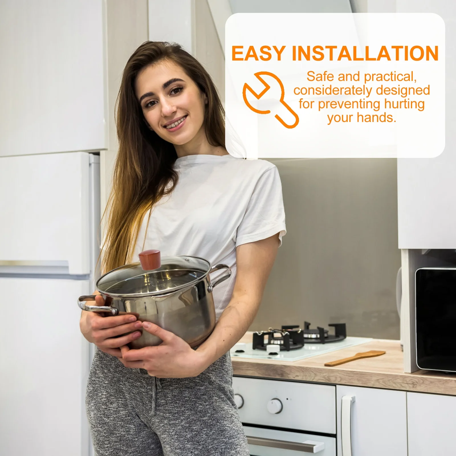 

1 set Pot Lid Knob Replacement Heat Resistant Universal Stainless Steel Soup Pot Accessory Non Slip Kitchen Gadget